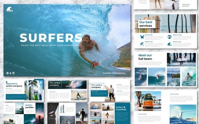 Surfers - Plantilla creativa de PowerPoint