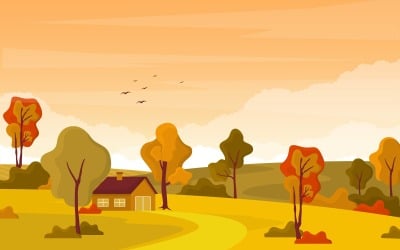 Autumn Fall Landscape - Illustration