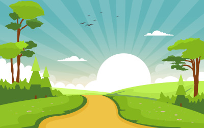 Summer Green Sunrise - Illustration