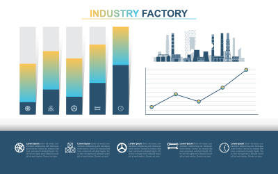Elementy Infografika danych finansowych fabryki