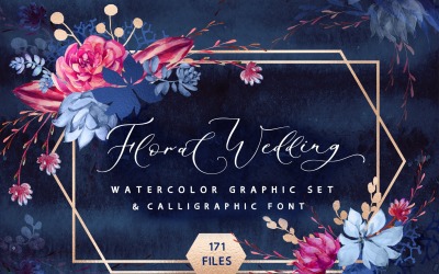 Floral wedding graphic + script font Corporate Identity