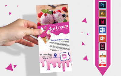 Rack Card | Volantino DL Ice Cream Shop Vol-02 - Modello di identità aziendale