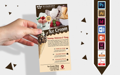 Rack Card | Volantino DL Ice Cream Shop Vol-03 - Modello di identità aziendale
