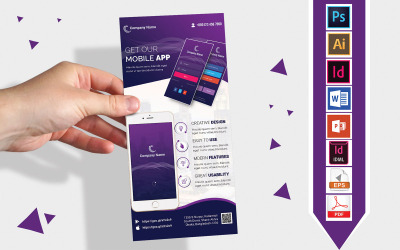 Rackkarte | Mobile App Promotion DL Flyer Vol-01 - Vorlage für die Unternehmensidentität