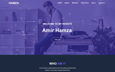Modelo de página inicial de portfólio pessoal Hamza