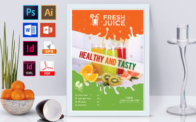 Plakat | Juice Menu lub Shop Vol-01 - Szablon tożsamości korporacyjnej