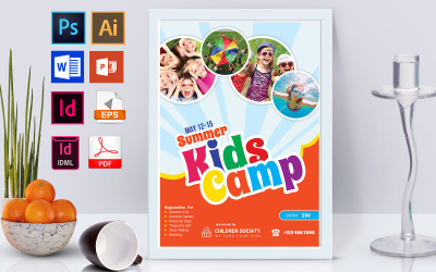 Plakat | Kids Summer Camp Vol-02 - Szablon tożsamości korporacyjnej