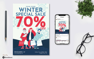 Winter Sale - Flyer & Instagram Post Vol.01 GR - Vorlage für Corporate Identity