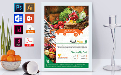 Affisch | Färsk mat livsmedelsbutik Vol-03 - mall för företagsidentitet