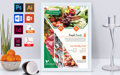Plakat | Lebensmittelgeschäft für frische Lebensmittel Vol-02 - Corporate Identity Template