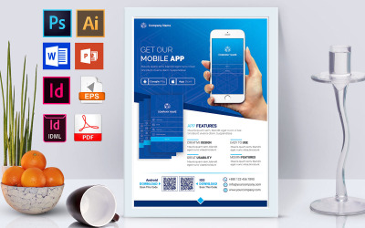Poster | Vol-03 promozionale per app per dispositivi mobili - Modello di identità aziendale