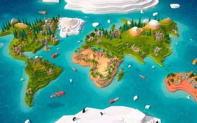 Cartoon Low Poly Earth Weltkarte 2.0 3D-Modell