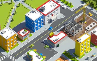 3D model města Low Poly City