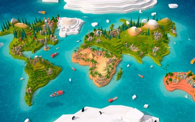 Rajzfilm Low Poly Earth World Map 2.0 3D-s modell