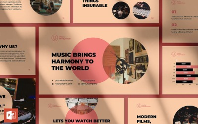 PowerPoint-sjabloon voor presentatie van muziekproductie