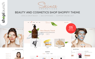 "Skince - Beauty & Cosmetics Shop Responsive" - адаптивний Shopify шаблон №139952