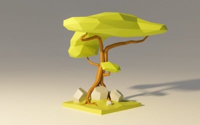 Low Poly Jungle Tree 3D-Modell
