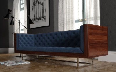 Milo Baughman Velvet Sofa 3D Model #142972