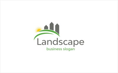 Modelo de logotipo em paisagem