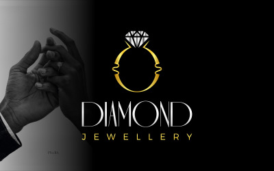 Design del logo dei gioielli con anello di diamanti