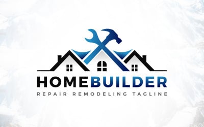Hem Byggmästare Reparera Remodeling House Logo Design