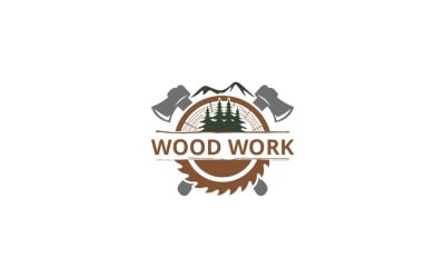Plantilla de logotipo de trabajo en madera