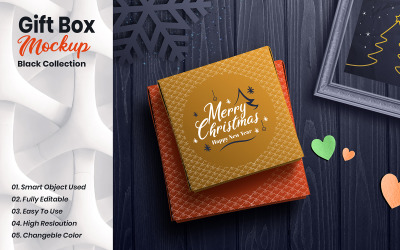 Maqueta de producto de caja de regalo de Navidad