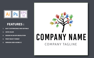 Tree Hand Vector  Design Logo Template