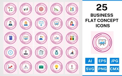 25 Business Flat Concept Icon Set