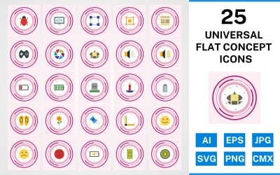 25 универсальных плоских концептуальных иконок