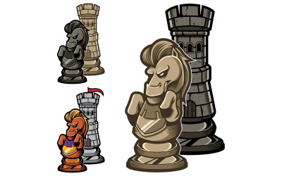 Chess Rook and Knight - Illustration