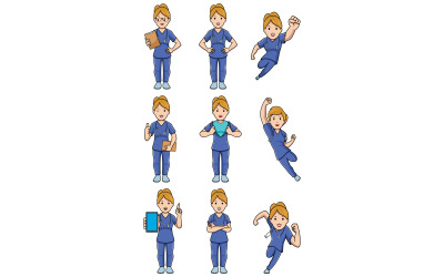 Медсестра кавказька жіночий набір - ілюстрація