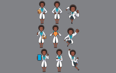 Set för kvinnlig för afrikansk doktor - illustration