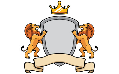 Lions Holding Shield - Illustration