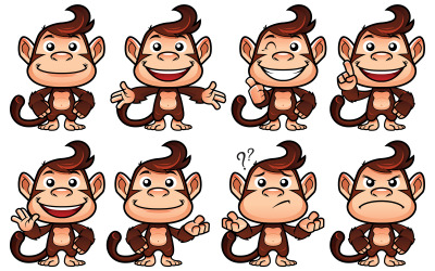 Monkey Cartoon Set - Illustration