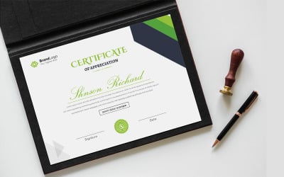 Black &amp;amp; Green Achievement Certificate Template