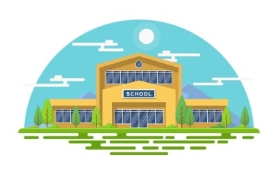 Building School Exterior - Illustration