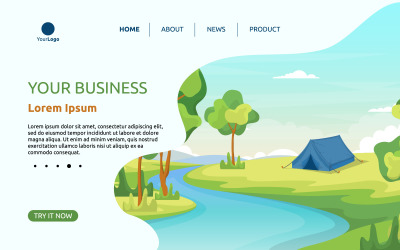 Camping Adventure River - Illustration