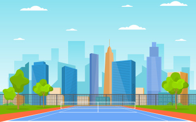 Campo da tennis all'aperto - illustrazione