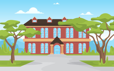 Education Building Landscape - Illustration