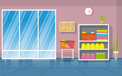 Interior Laundromat Washing - Illustration