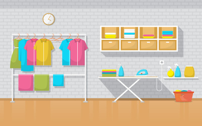 Laundromat Clean Clothes - Illustration