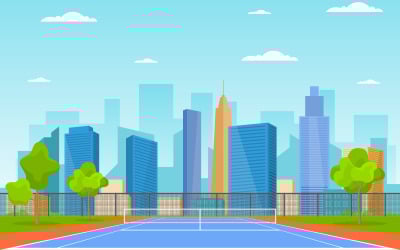 Outdoor Tennis Court - Illustration