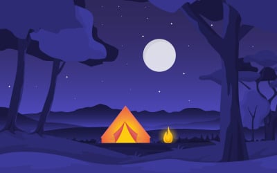 Sommar camping äventyr - Illustration