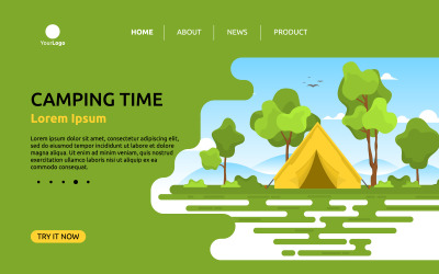 Summer Camping Landscape - Illustration