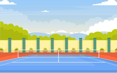Utomhus tennislandskap - illustration