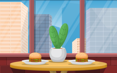 Mellanmål på restaurangbord - illustration