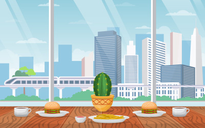 Restaurang mellanmål bord - Illustration