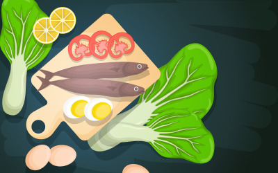 Fiskgrönsaker fotograferade - Illustration