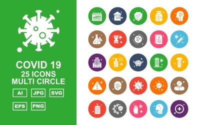 25 Premium Covid 19 Multi Circle Icon Set